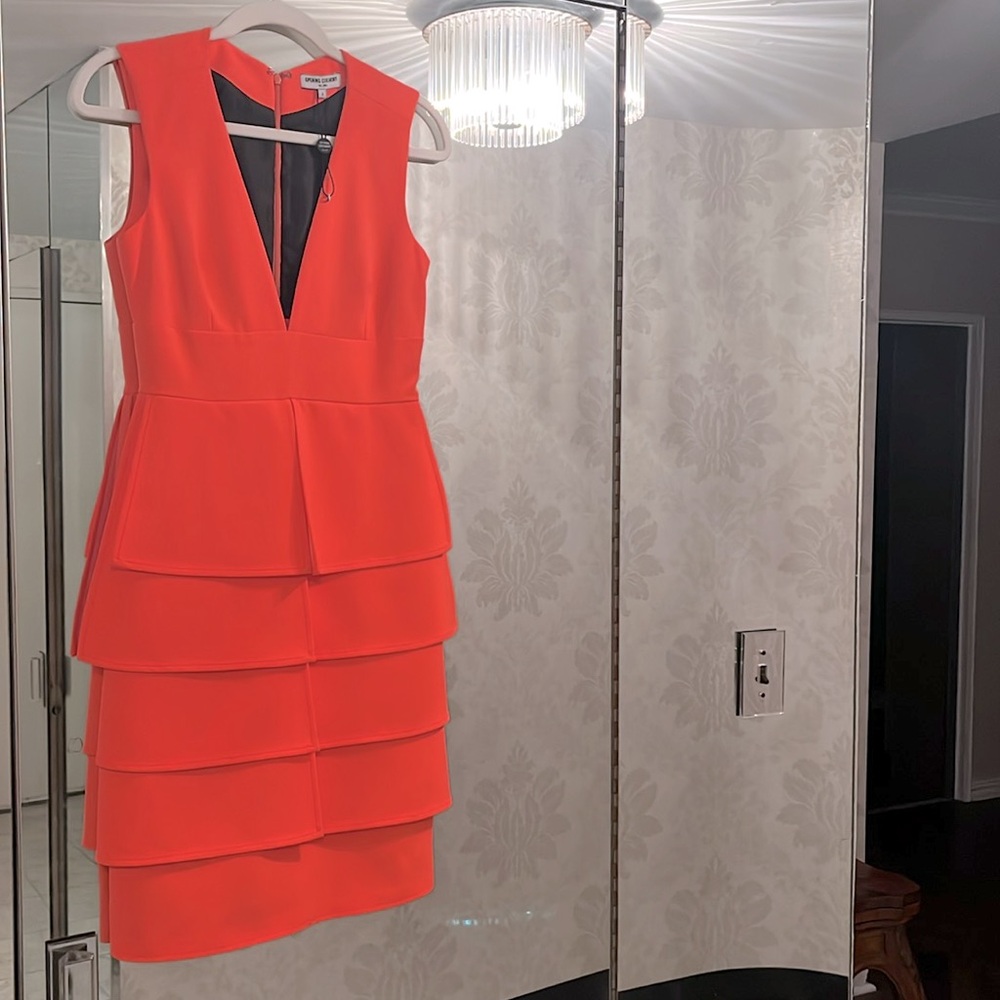 Opening Ceremony Neon-Orange Tiered Dress - Size 2 - New!